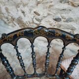 Pair of antique Napoleon III chairs in blackened wood and fabric