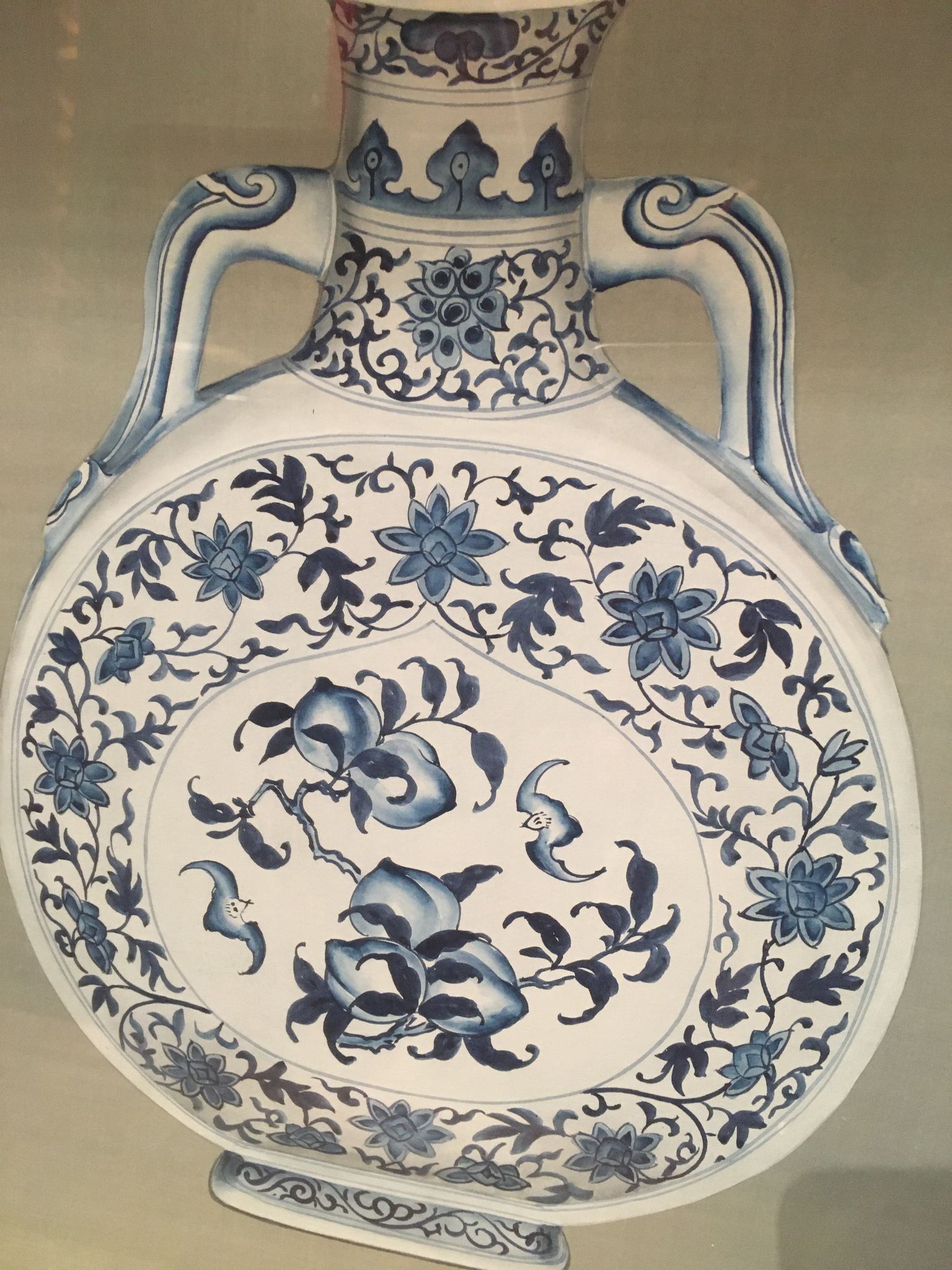 Ming blue and white pottery, hand-painted.