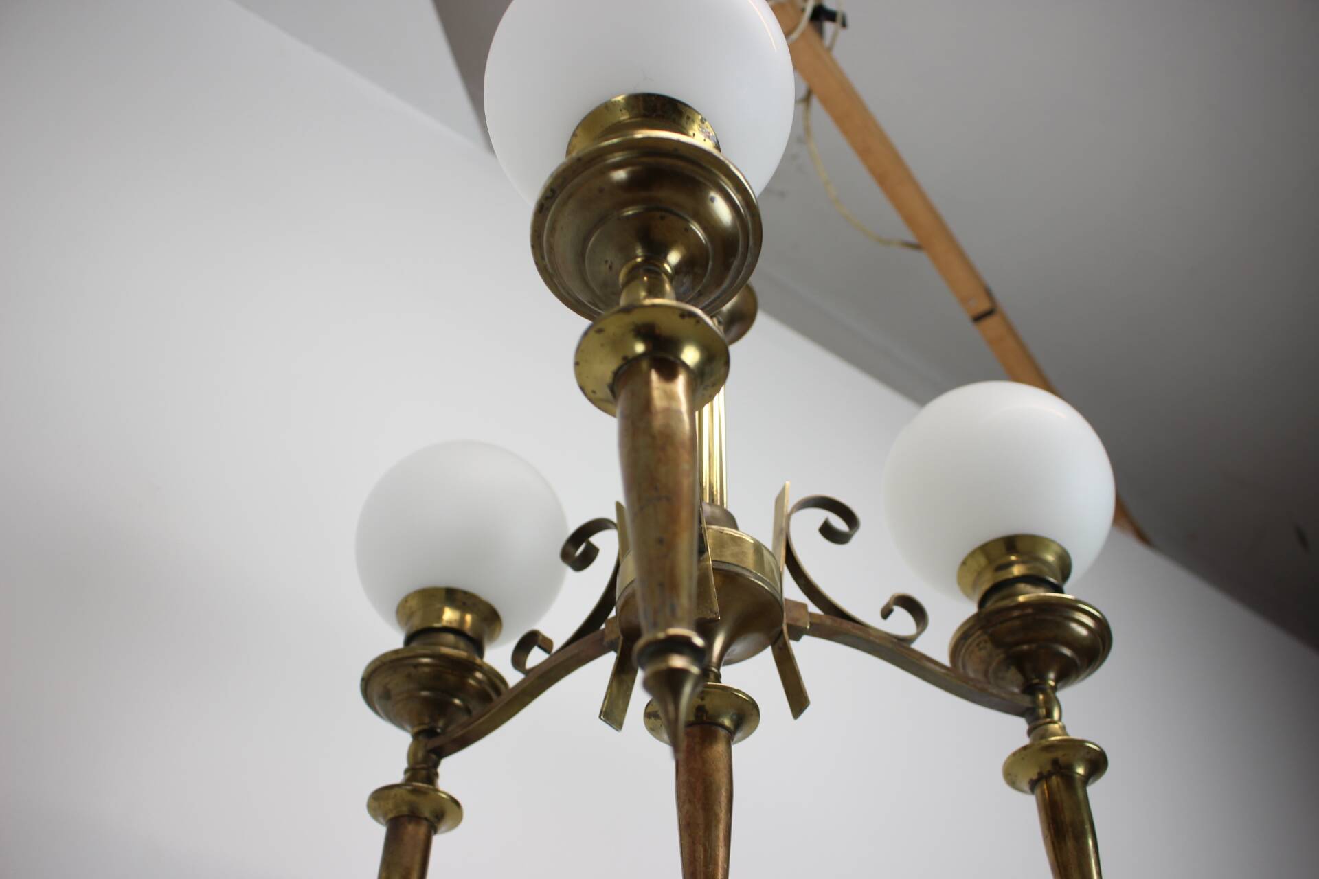 Brass Art Deco Candlestick, 1930s, Czechoslovakia