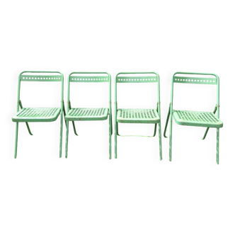 4 folding sheet metal chairs