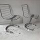 Set of 4 vintage chairs, chromed metal, France 1970