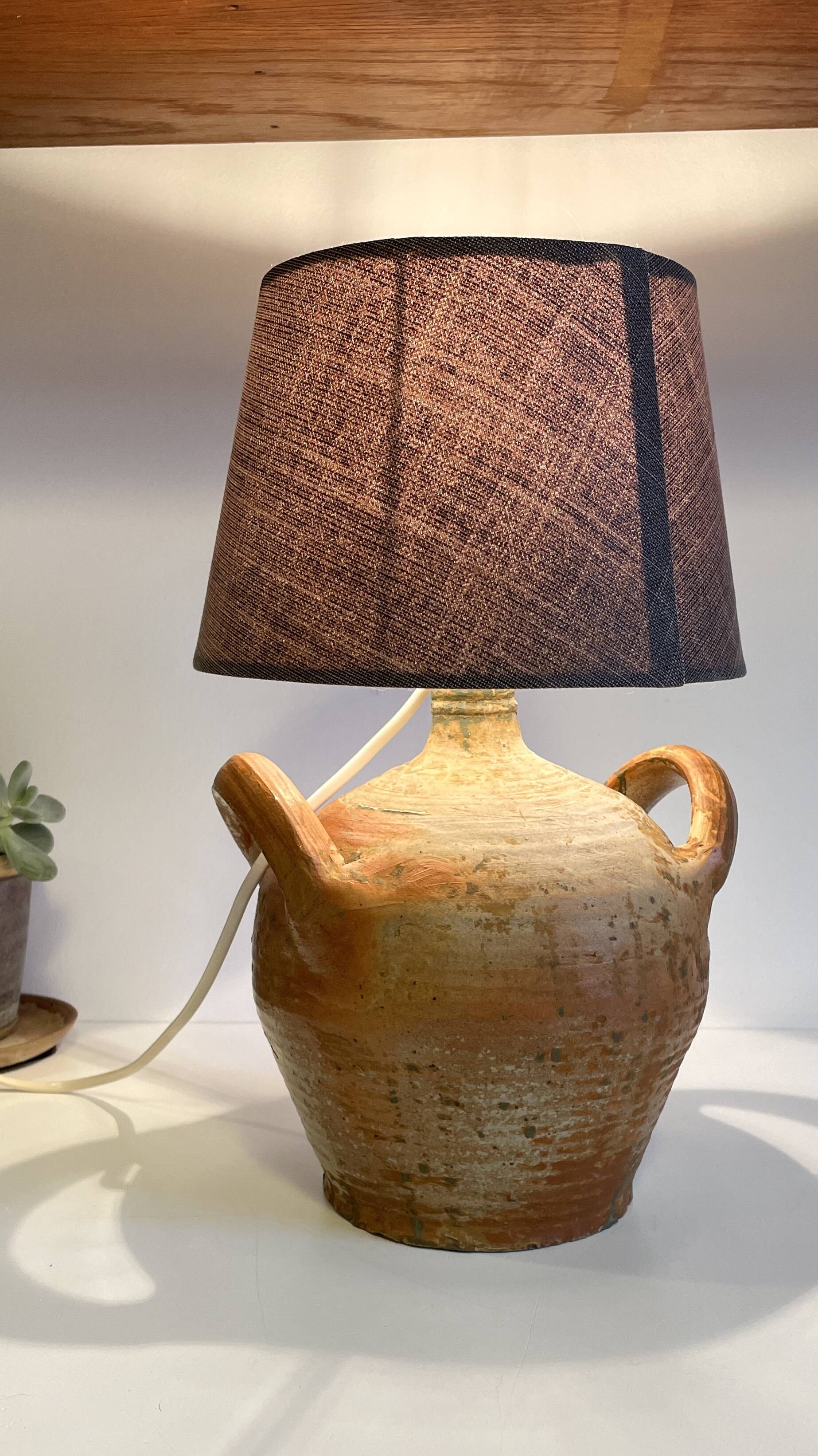 Vintage handmade pottery lamp