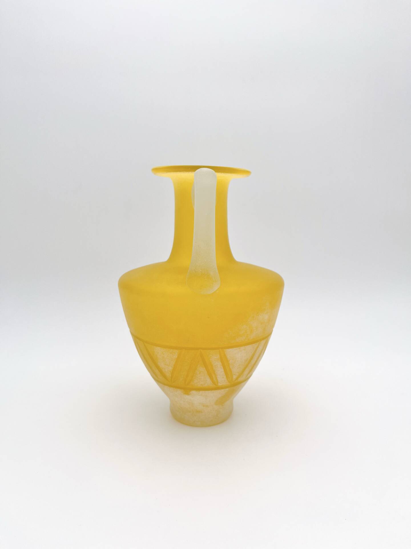 Vase Amphore Murano Scavo Jaune Safran Taillé  Cenedese