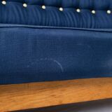 Grande banquette éventail d'angle en chêne, Guillerme et Chambron, 1970s