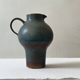 Brownish blue ceramic vase signed AH, France 1950.