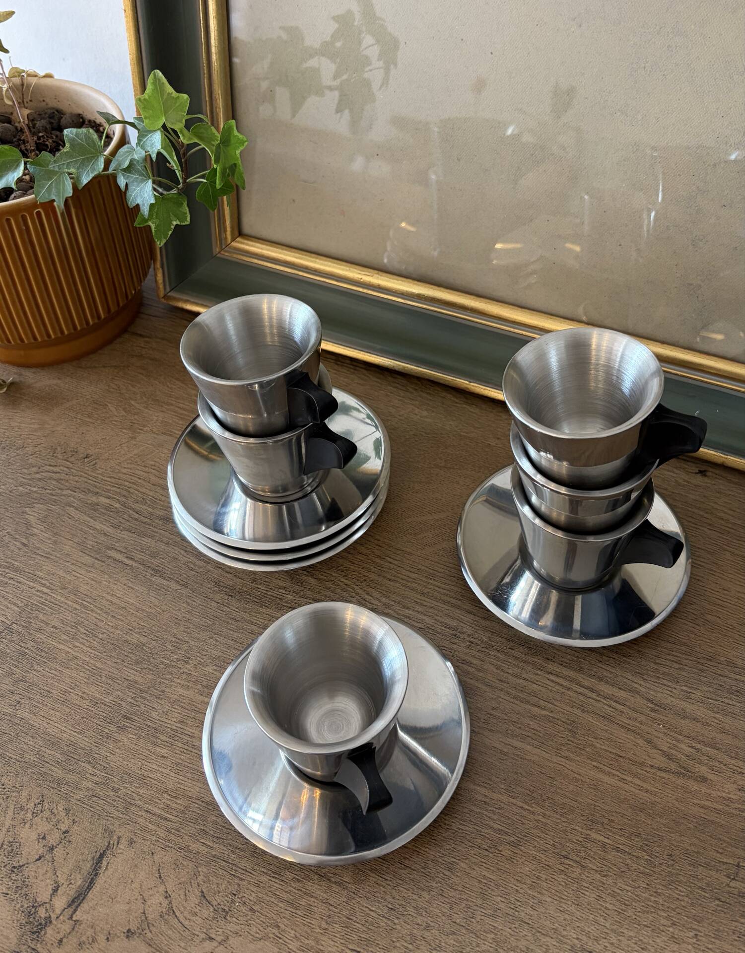 Ikea trivsel vintage 90s espresso coffee service – stainless steel – set of