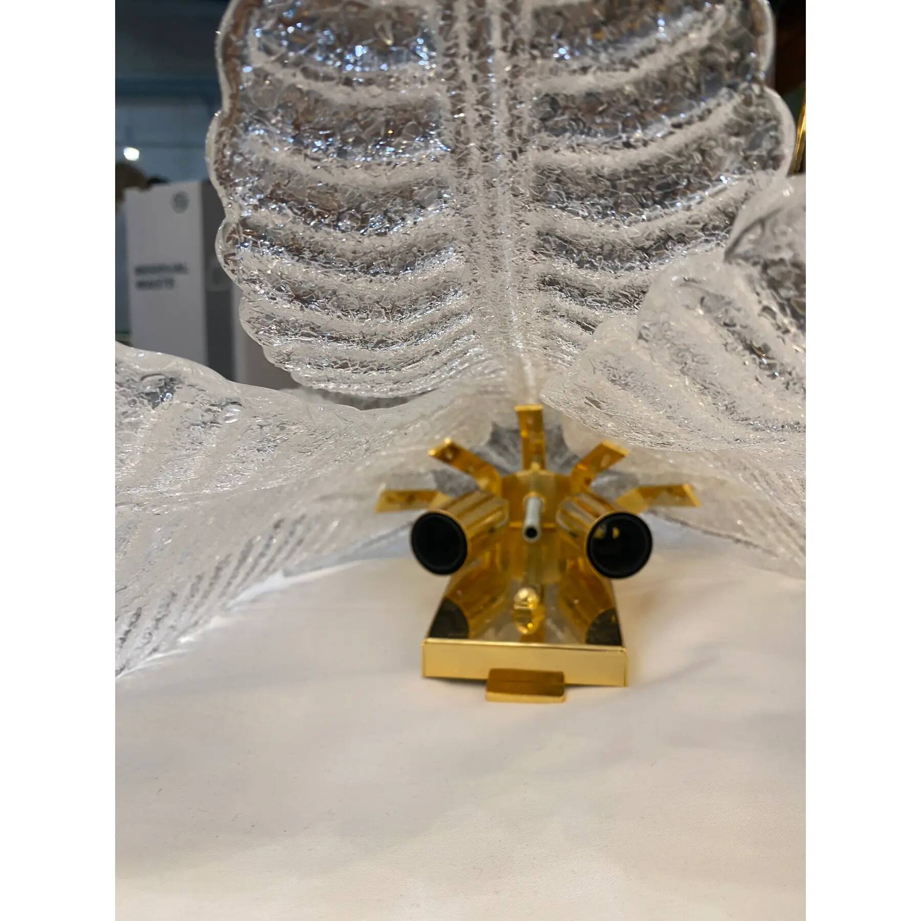 Pair of Murano Glass Tronchi Wall Sconces in Transparent Gold