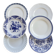 6 mismatched antique blue and white dinner plates – earthenware, porcelain