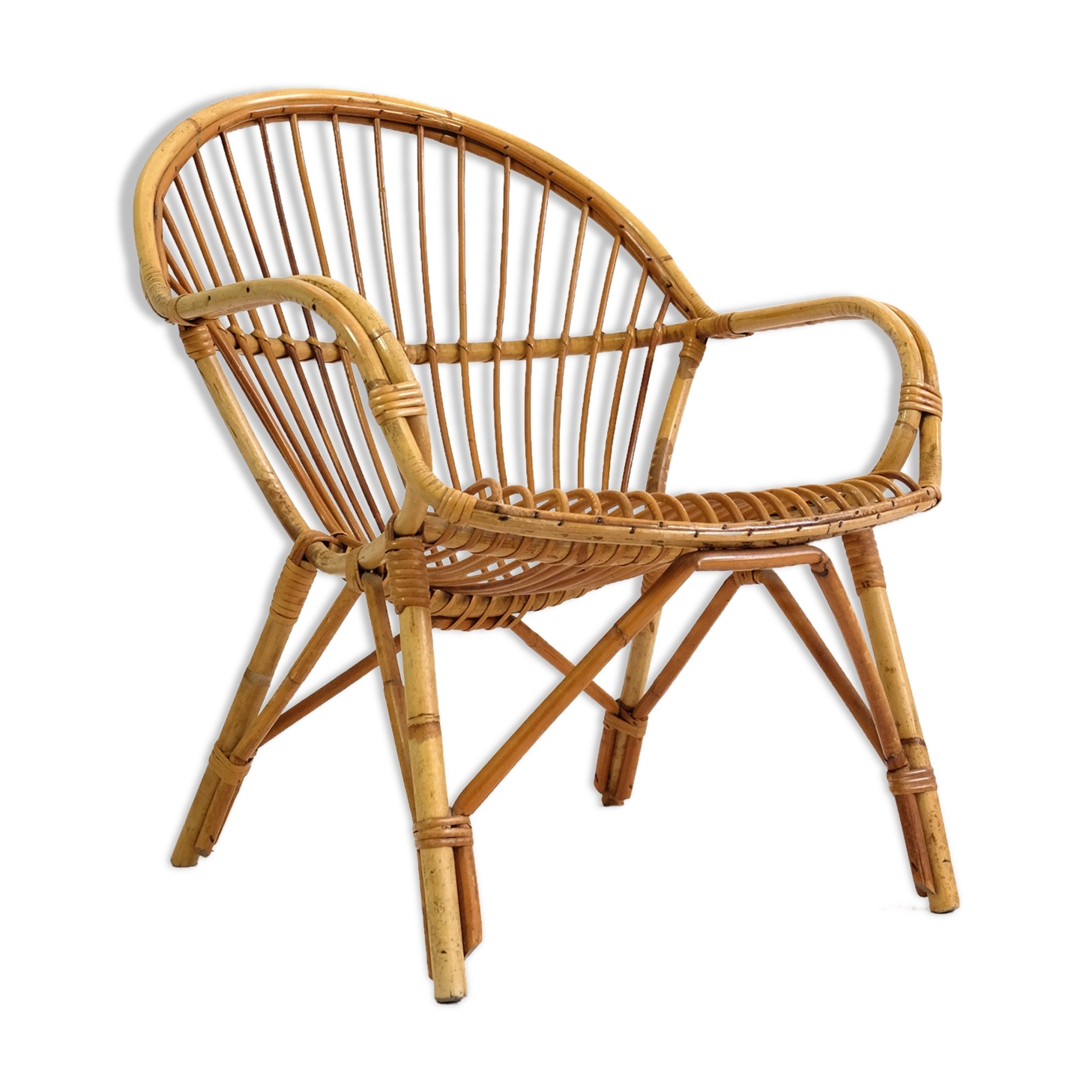 Fauteuil rotin des années 60-70