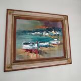oil signed Josep Teixido Catalan painter Plag de Cadaqes