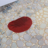 1970s space age coffeetable with pebble stones and acryl