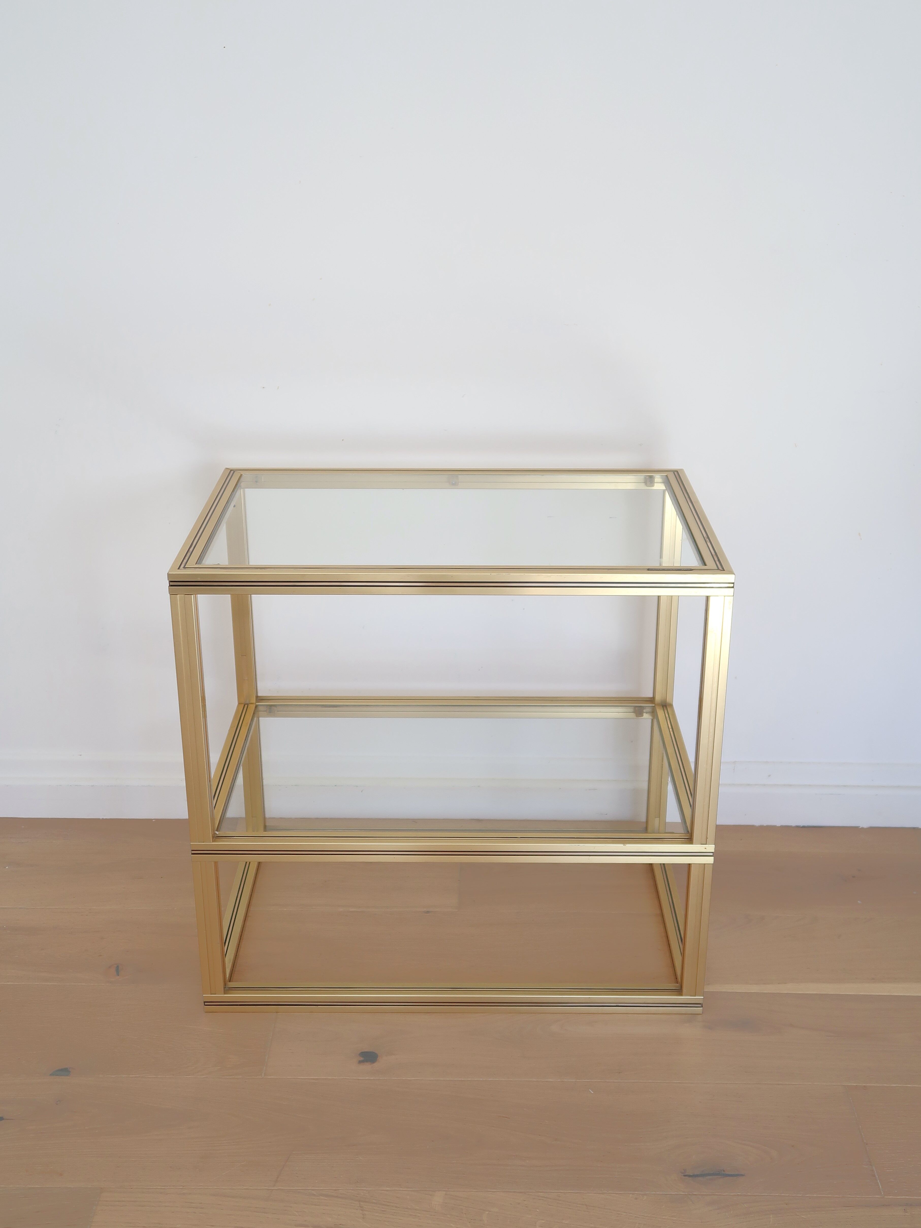 Bookcase shelf Pierre Vandel Paris gilded brass
