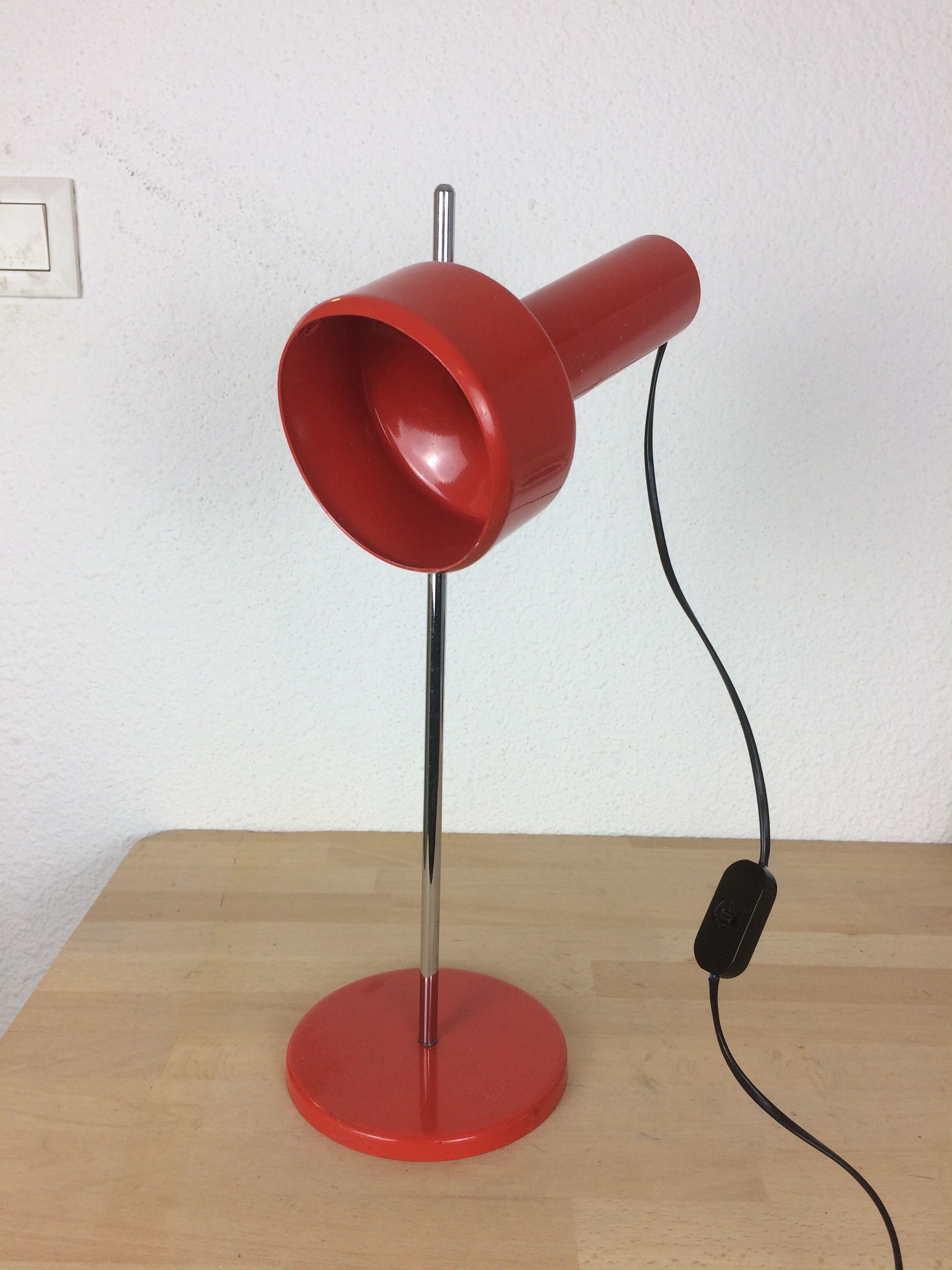 Stralux red metal desk lamp 1960