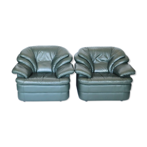 Paire de fauteuils en - cuir