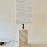 Onyx and brass lamp with a square shade.