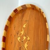Handmade oriental tray in thuya wood - vintage marquetry
