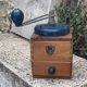 Peugeot Freres coffee grinder in wood and vintage blue metal