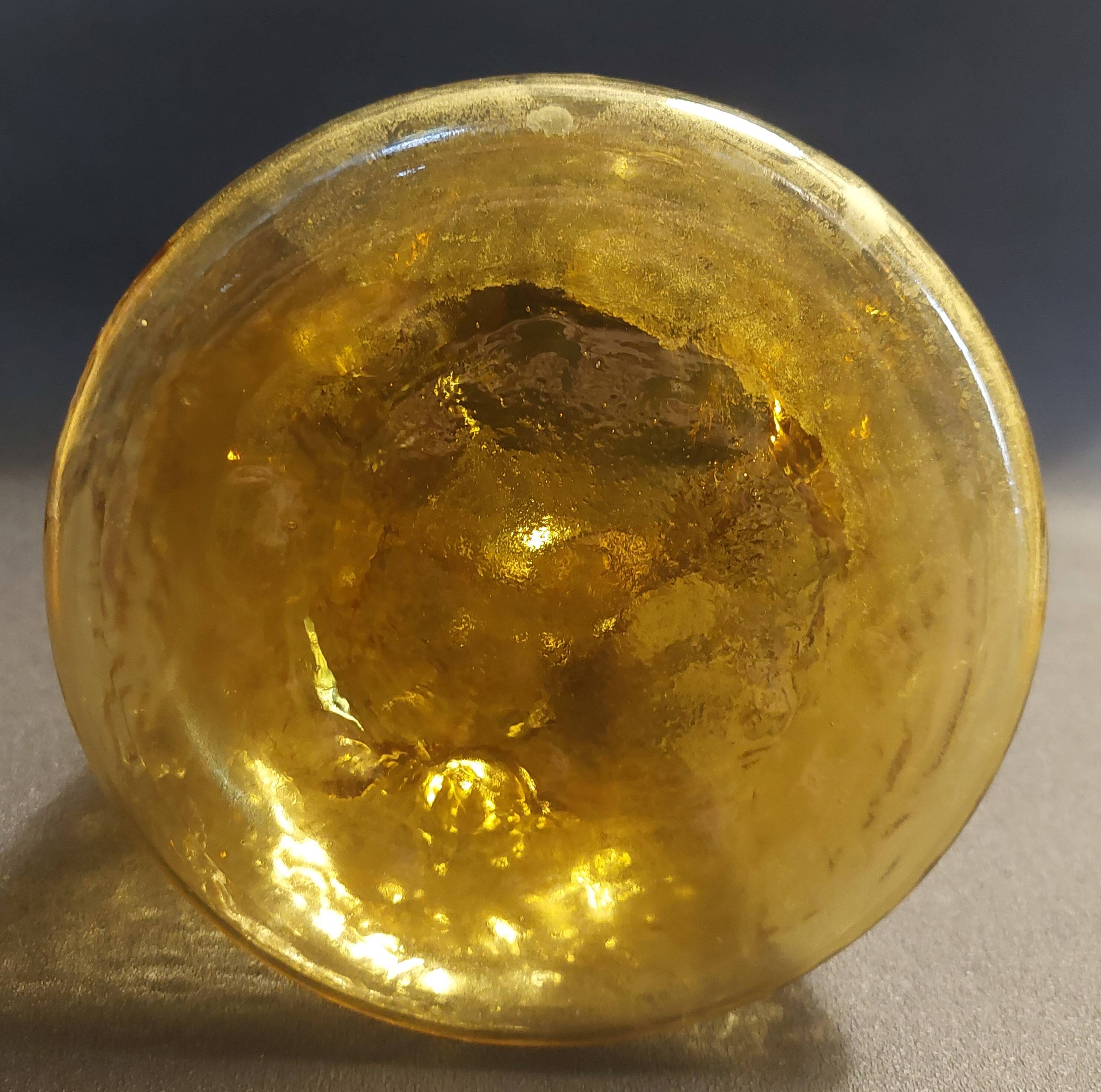 Vintage textured yellow glass carafe pitcher