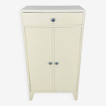 Meuble de rangement commode bois blanc années 50