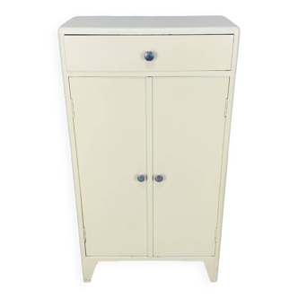 Meuble de rangement commode bois blanc années 50