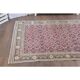 1970s Turkish Oushak Handmade Wool Cotton Pink Area Rug 112x175