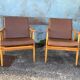 Pair of vintage armchairs with compass legs, "Boomerang" model by THO editions.