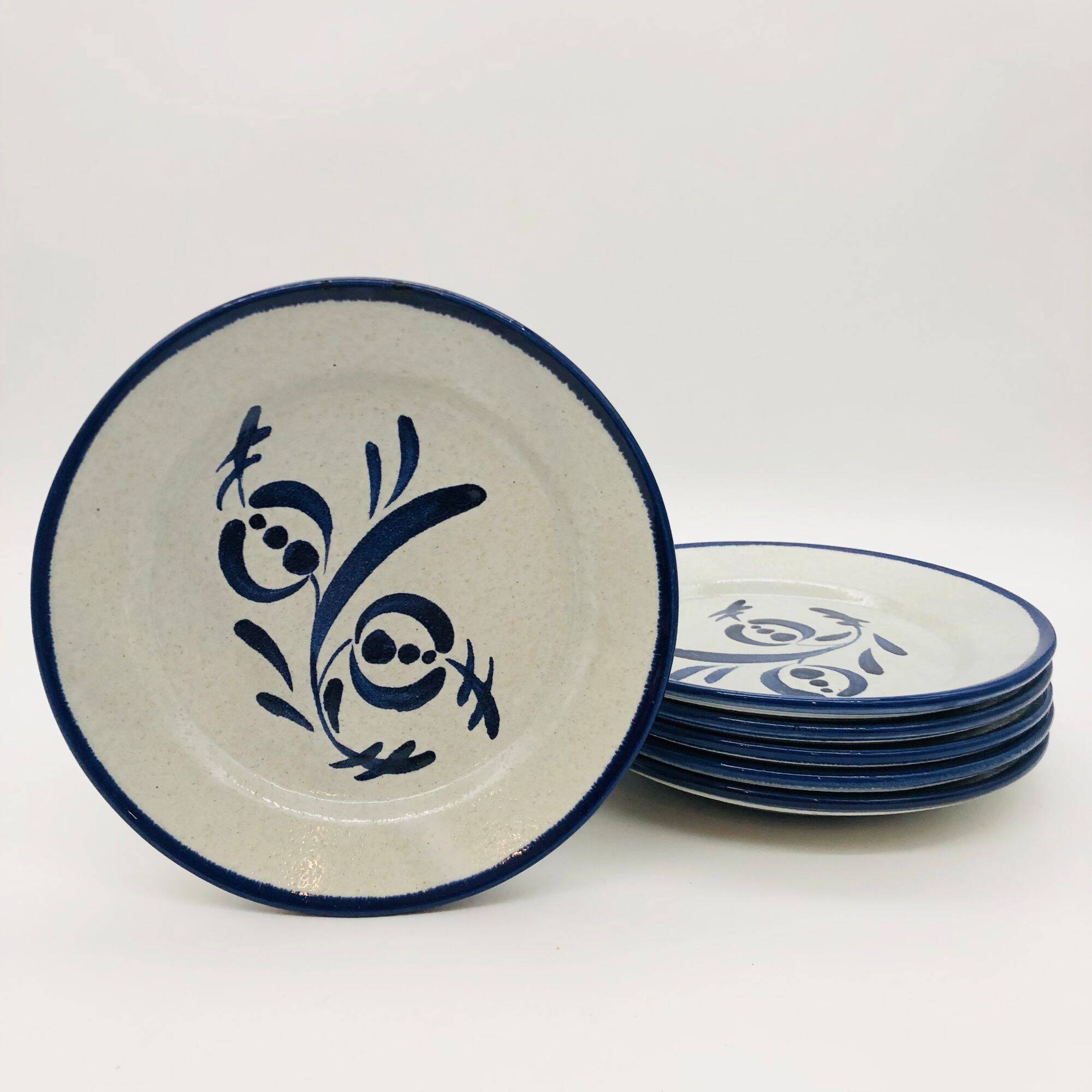 6 dessert plates, St Clément. Hand-painted decoration.