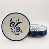 6 dessert plates, St Clément. Hand-painted decoration.