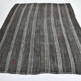 Contemporary Black & Gray Vintage Kilim Rug, 202x244Cm