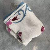 White and blue floral wool rug