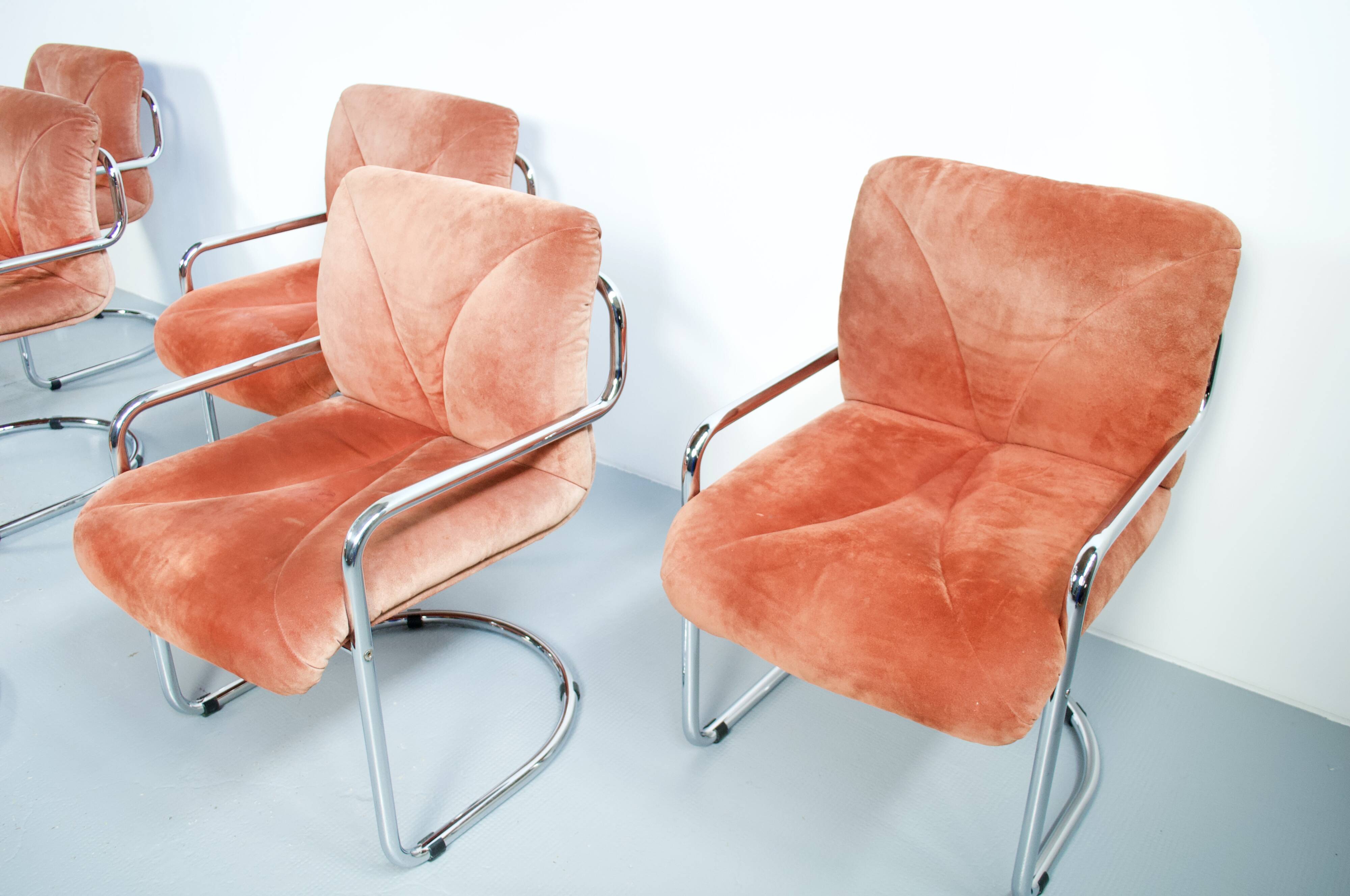 Set of 6 armchairs by Guido Faleschini, 1970s, Mariani Italia, publisher