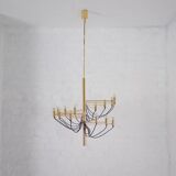 Lustre spirale en laiton style Sarfatti.