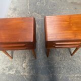 Tables de chevet en teck avec pieds en chêne attribuées à Johannes Andersen, 1964, lot de 2
