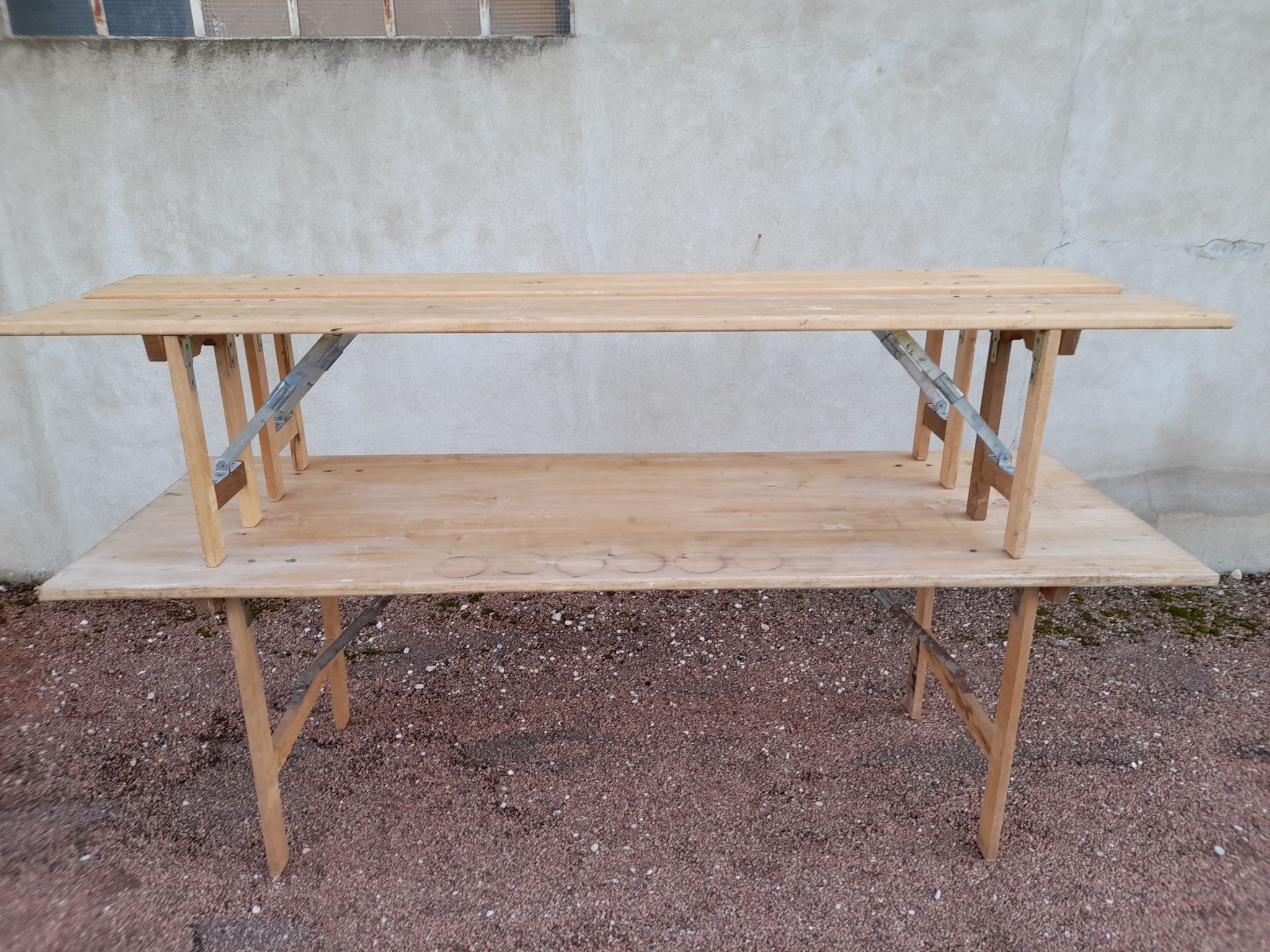 Table and folding benches of bistro guinguette -2m20