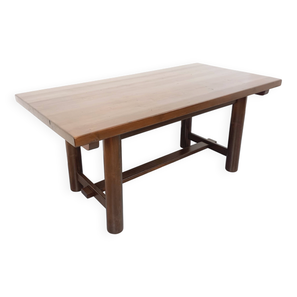 Table à manger rectangulaire brutaliste de Georges Robert en bois de pin