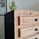 Old wooden chest of drawers raw and black wood