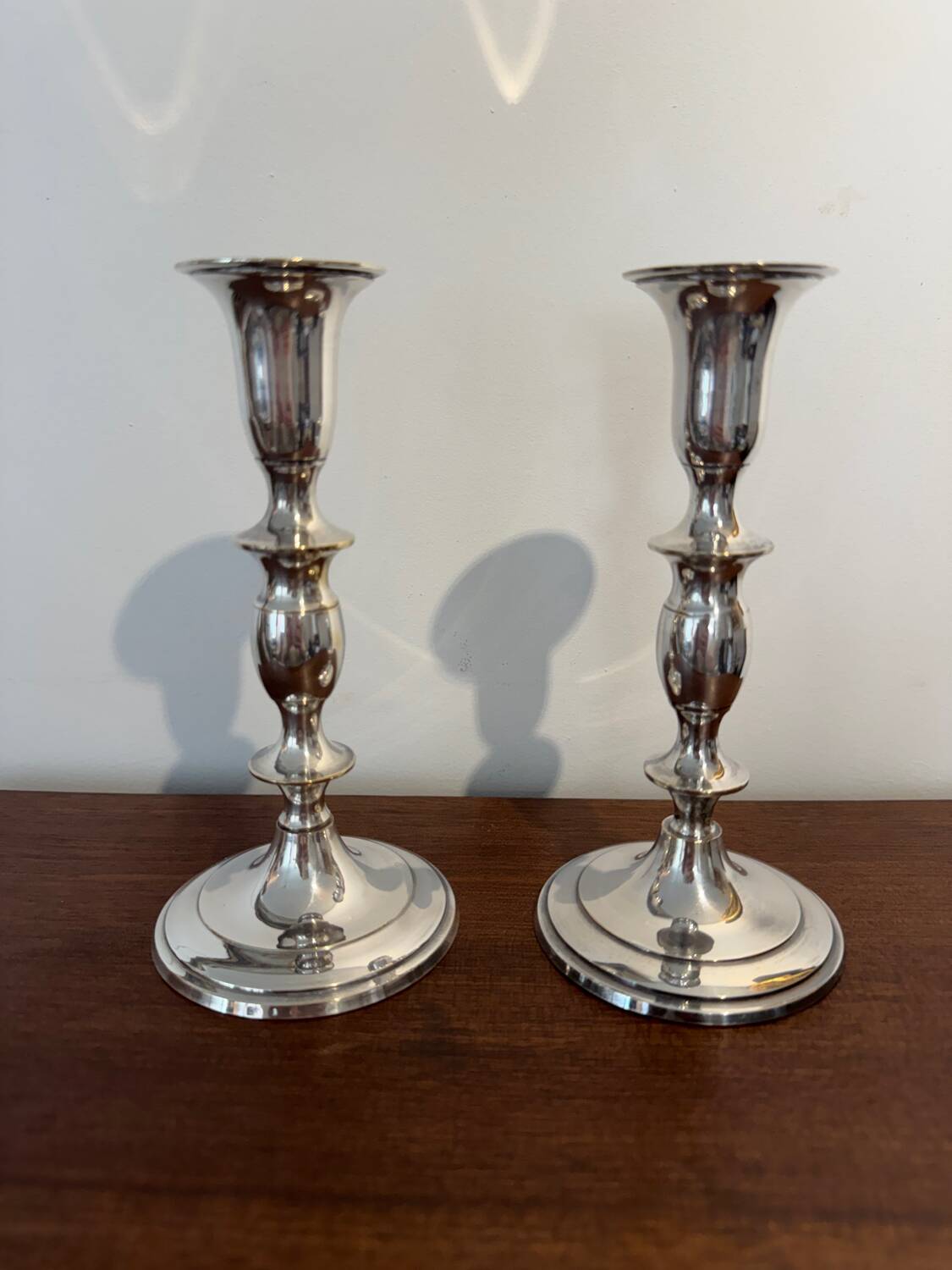 Pair of silver-plated candlesticks