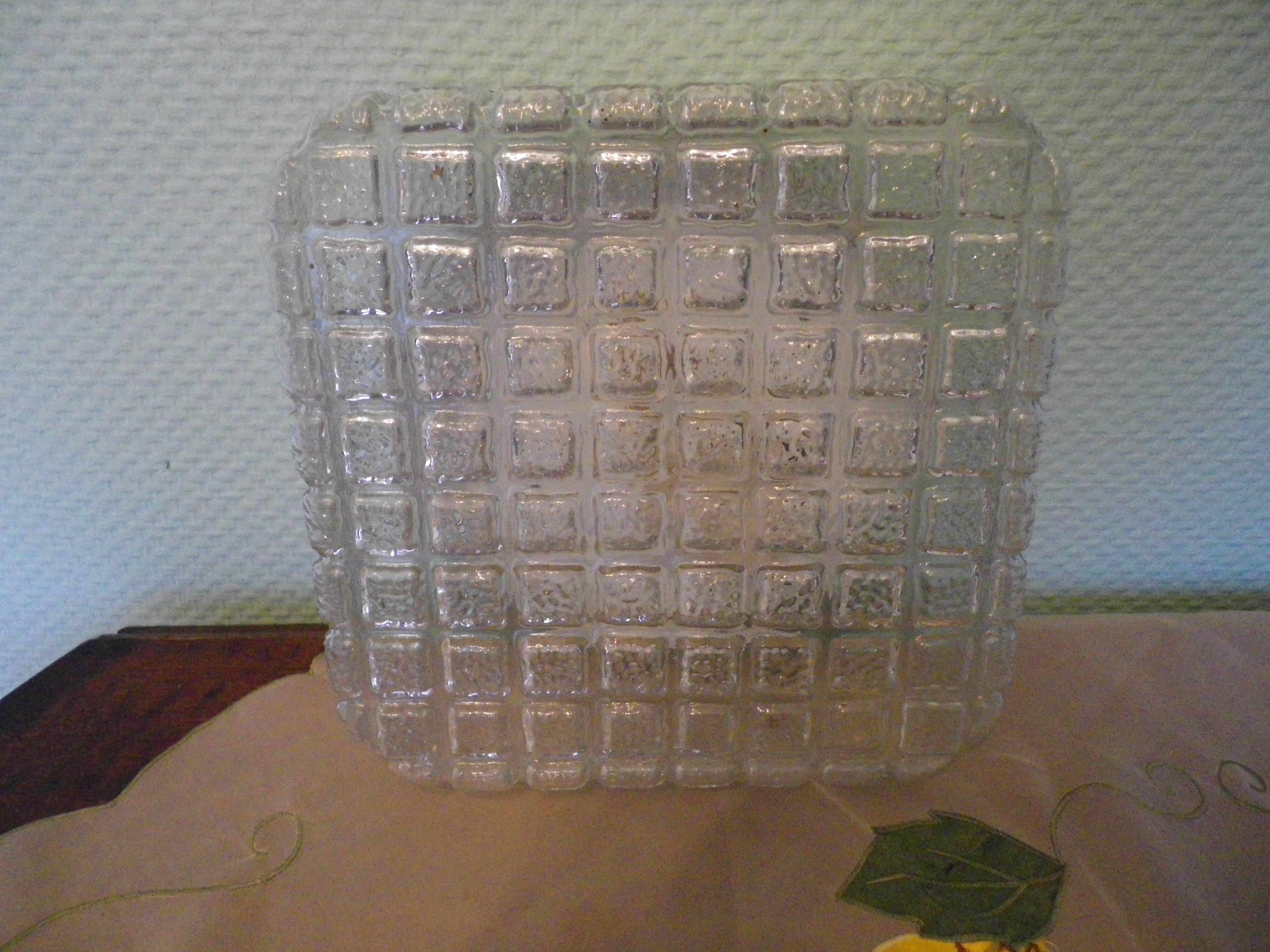 Pressed glass ceiling light, porcelain socket