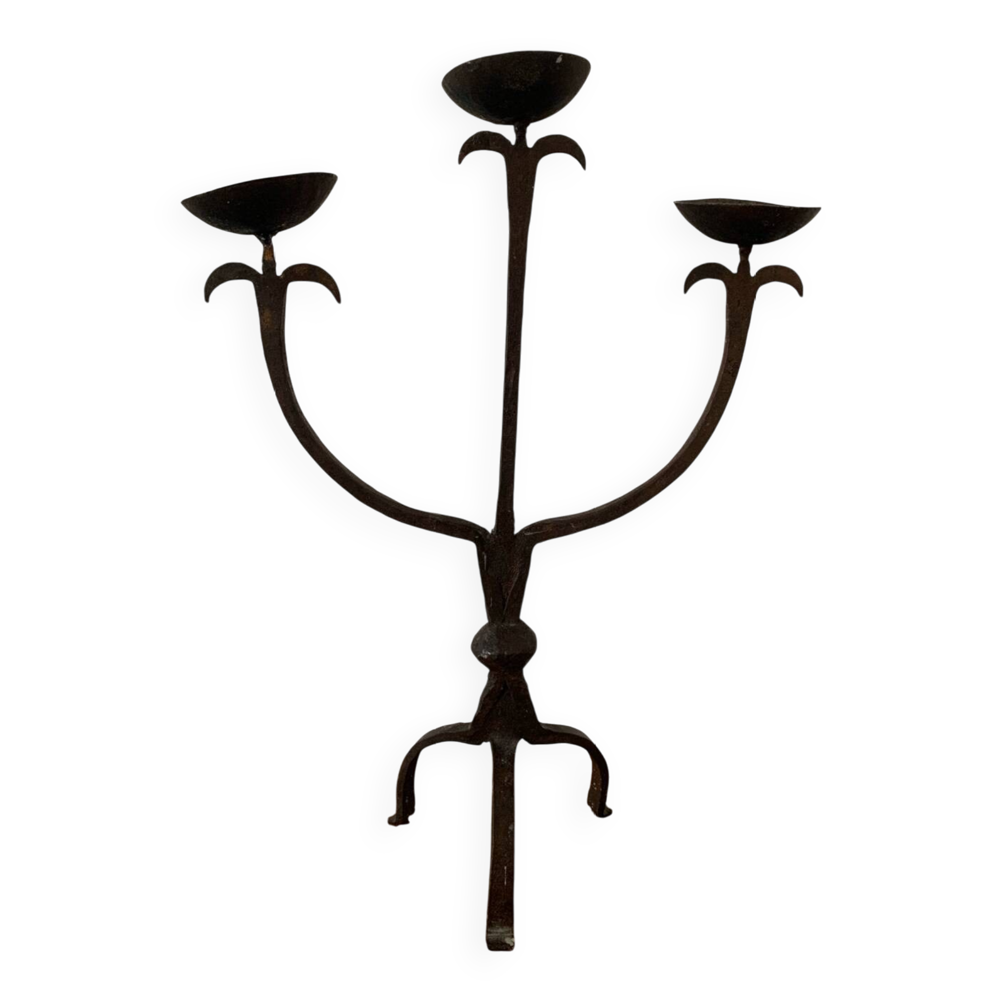 Brutalist Iron Candle Holder Circa 1970 Vintage