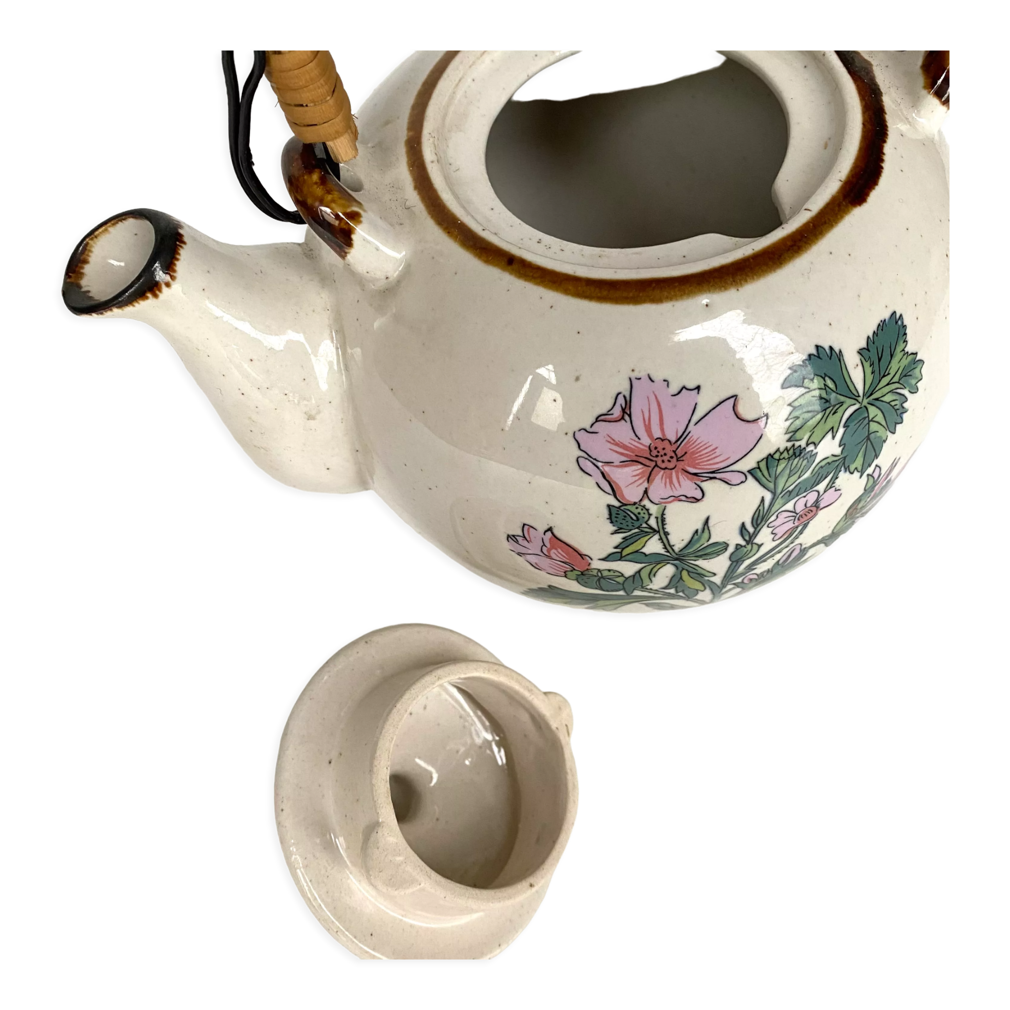 Vintage rattan teapot