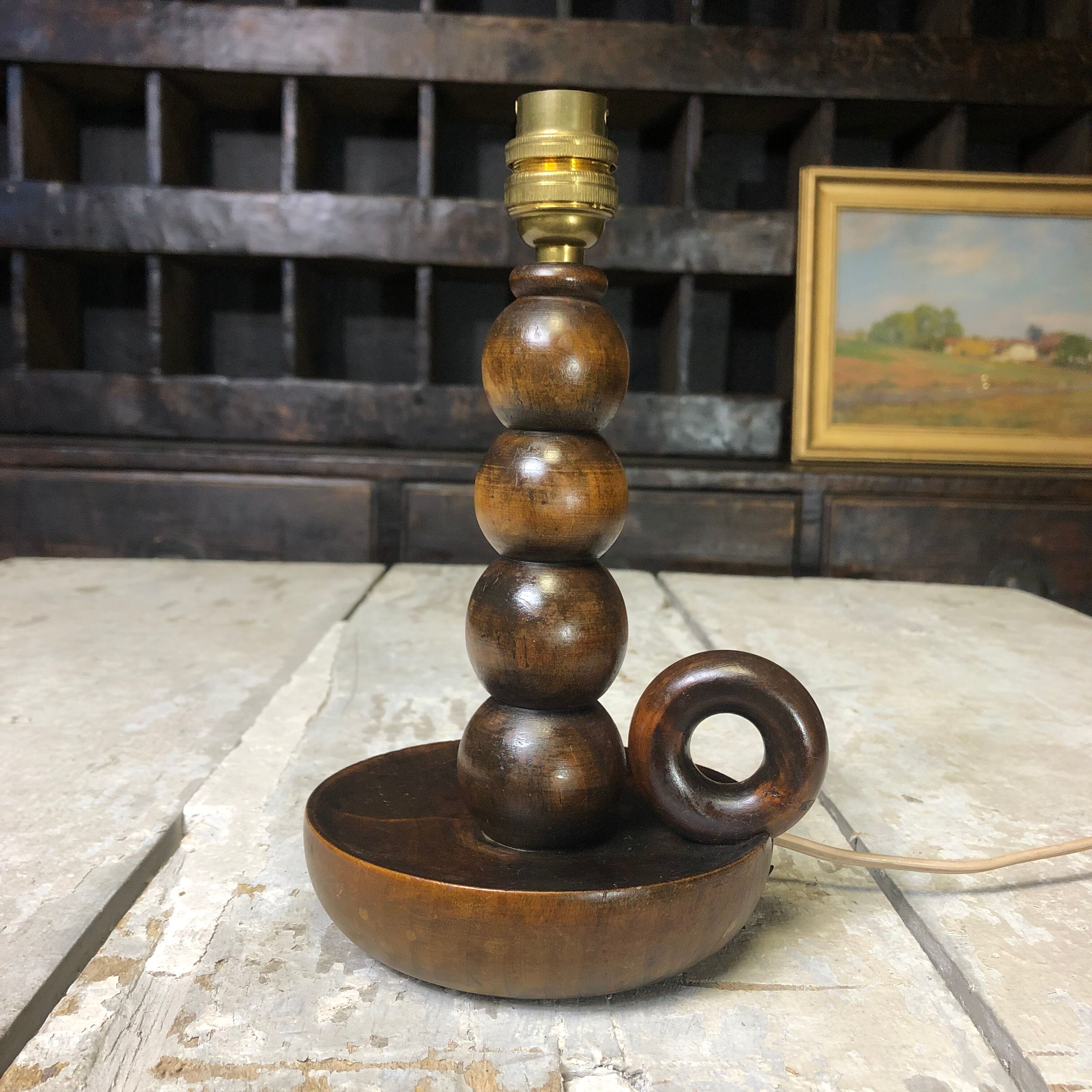 Old wooden lamp foot