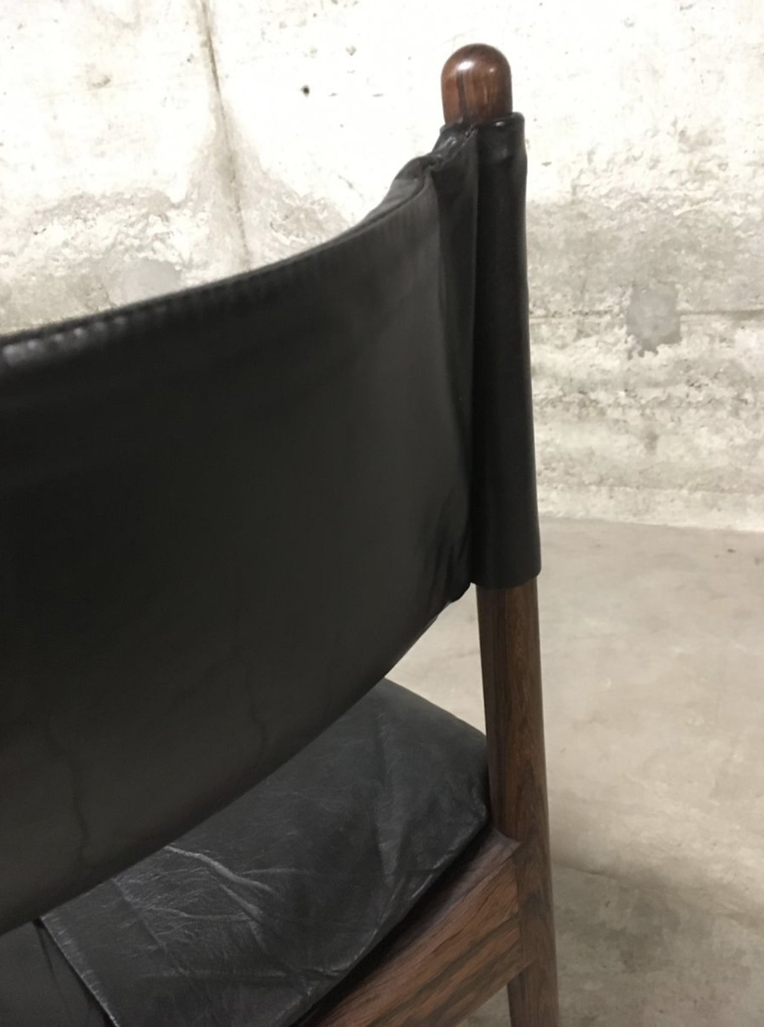 Set of 4 Rio palisander & black leather chairs, Modus model, by Kristian Vedel for Soren Willadsen