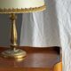Small classic gold brass lamp with cream shade H48
