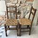 Duo de chaises en bois tourné et corde tressée, années 50-60
