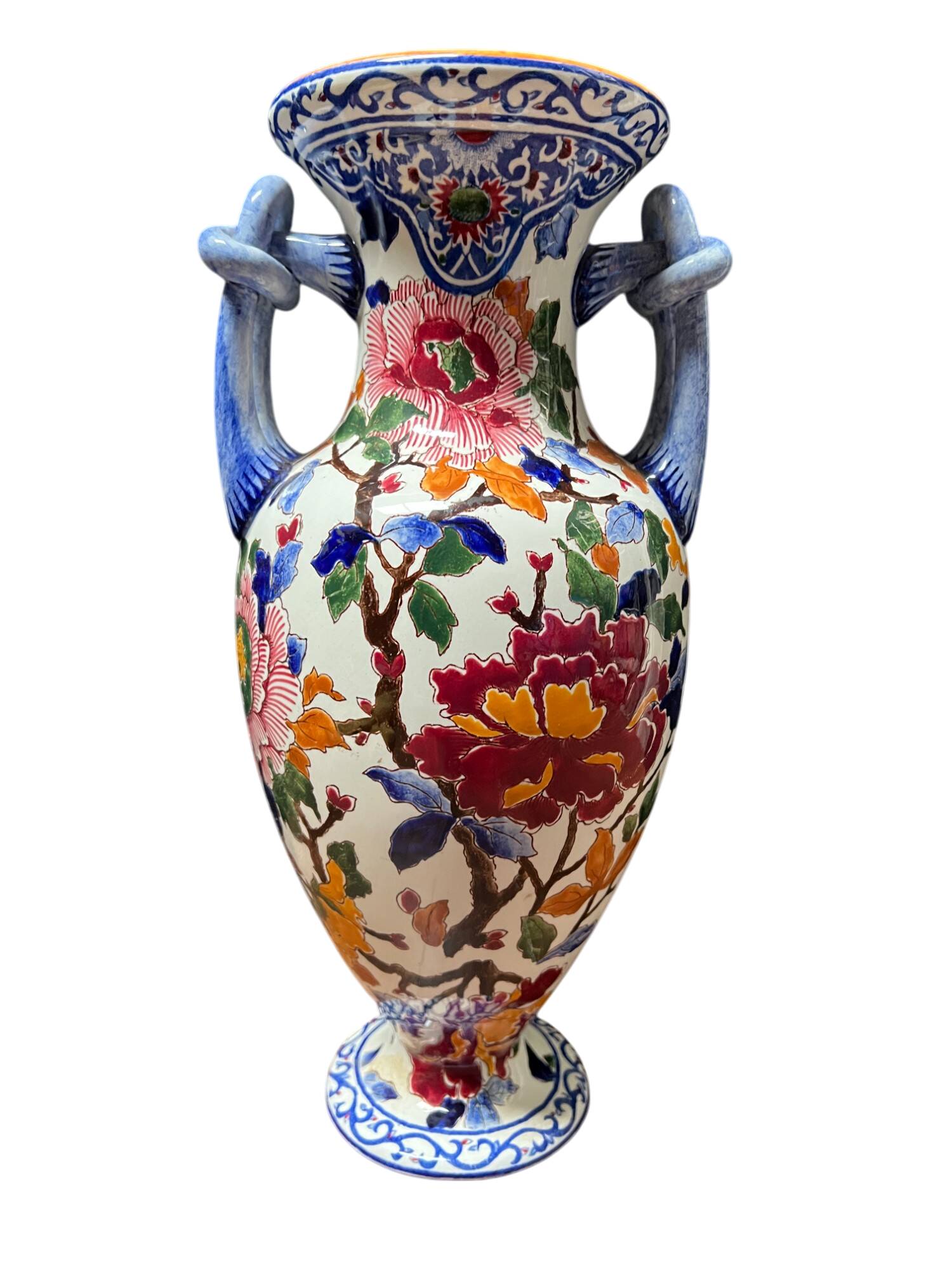 Vase en Gien, décor pivoine