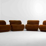Modular sofa in rust brown velvet by Doimo, 1970s