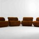 Modular sofa in rust brown velvet by Doimo, 1970s