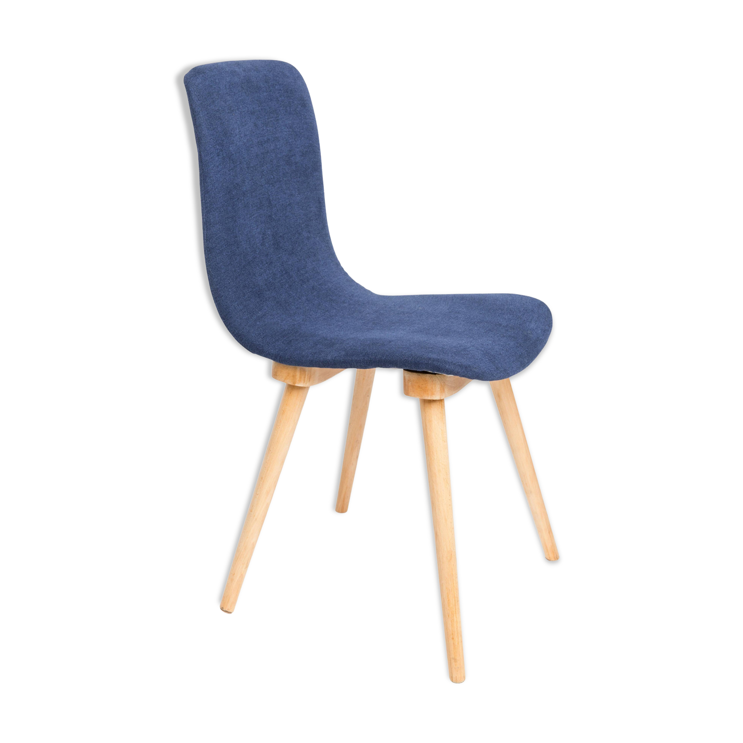 Mid-Century vintage navy blue chair, Fameg factory, Poland, 1960s