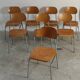 Set of 8 industrial style school chairs, Czechoslovakia 1950