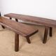 Pair of Scandinavian benches in Solid Elm by Olavi Hanninen 1960.